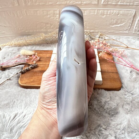 Gorgeous Large Agate with Druzy Flame/Free Form - Picture 6 of 6